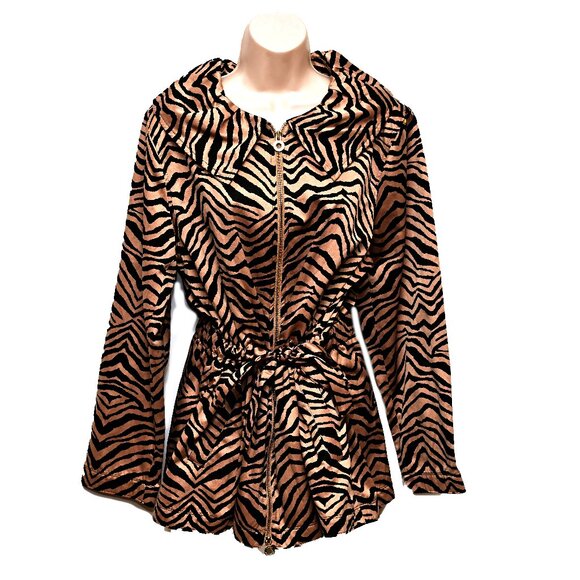 DANA BUCHMAN Animal Print Trench Size XL - Excellent Condition - Picture 1 of 8